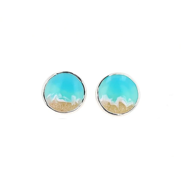 The Shoreline Circle Earrings - Resin Wave Earrings - Sterling Silver - Mellow Monkey