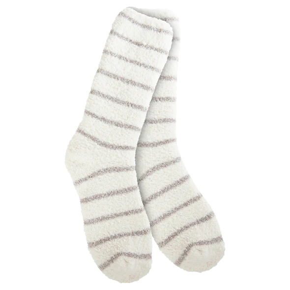 World's Softest Socks - Knit Pickin' Fireside Crew - Heather Grey Stripe - Mellow Monkey