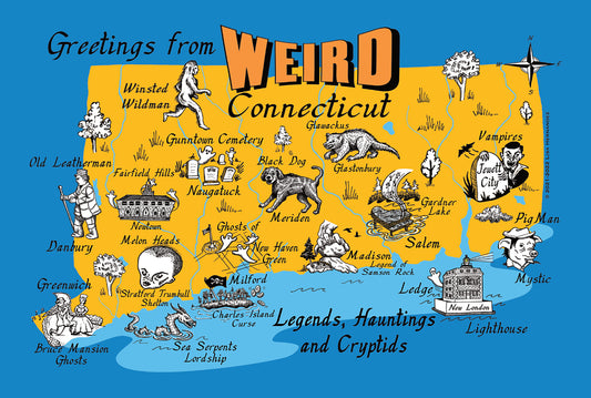 Greetings From Weird Connecticut - Post Card - Mellow Monkey
