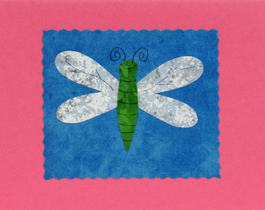 Dragonfly - Handmade Fabric and Paper Greeting Card - Mellow Monkey