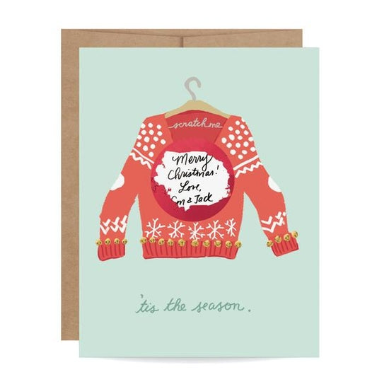 Ugly Sweater - Scratch-Off - Write Your Own Holiday Greetings - Greeting Card - Mellow Monkey