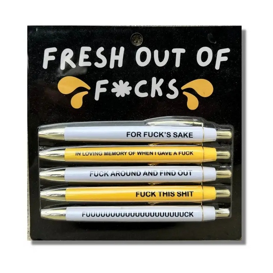 Fresh Out Of Fucks - 5 Pen Set - Mellow Monkey