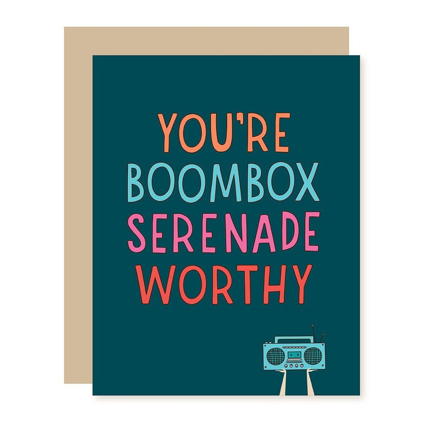 You're Boombox Serenade Worthy - Love Birthday Friendship All Occasion Greeting Card - Mellow Monkey