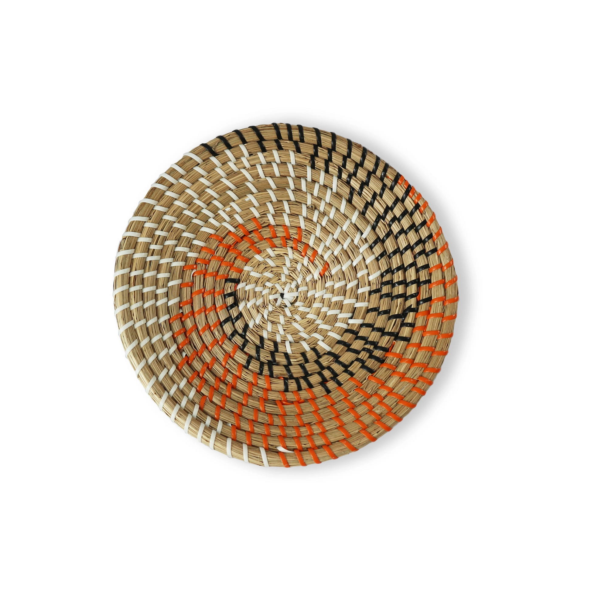 Woven Seagrass Basket/Bowl - Orange/Black Swirl - 10-in - Mellow Monkey