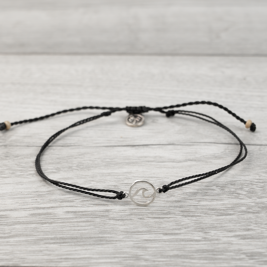 Kuta Wave Handmade Surf Anklet -  Black - Mellow Monkey