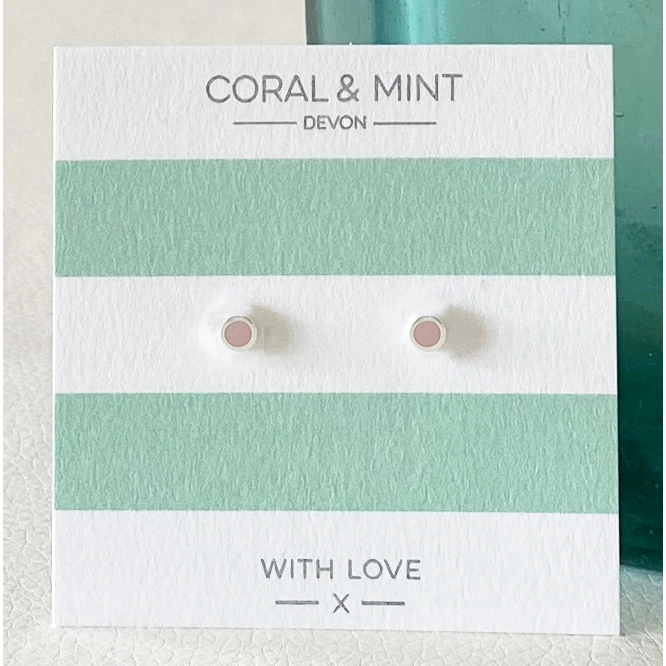 Coral and Mint - Mini Pastel Pink Enamel Studs - Mellow Monkey