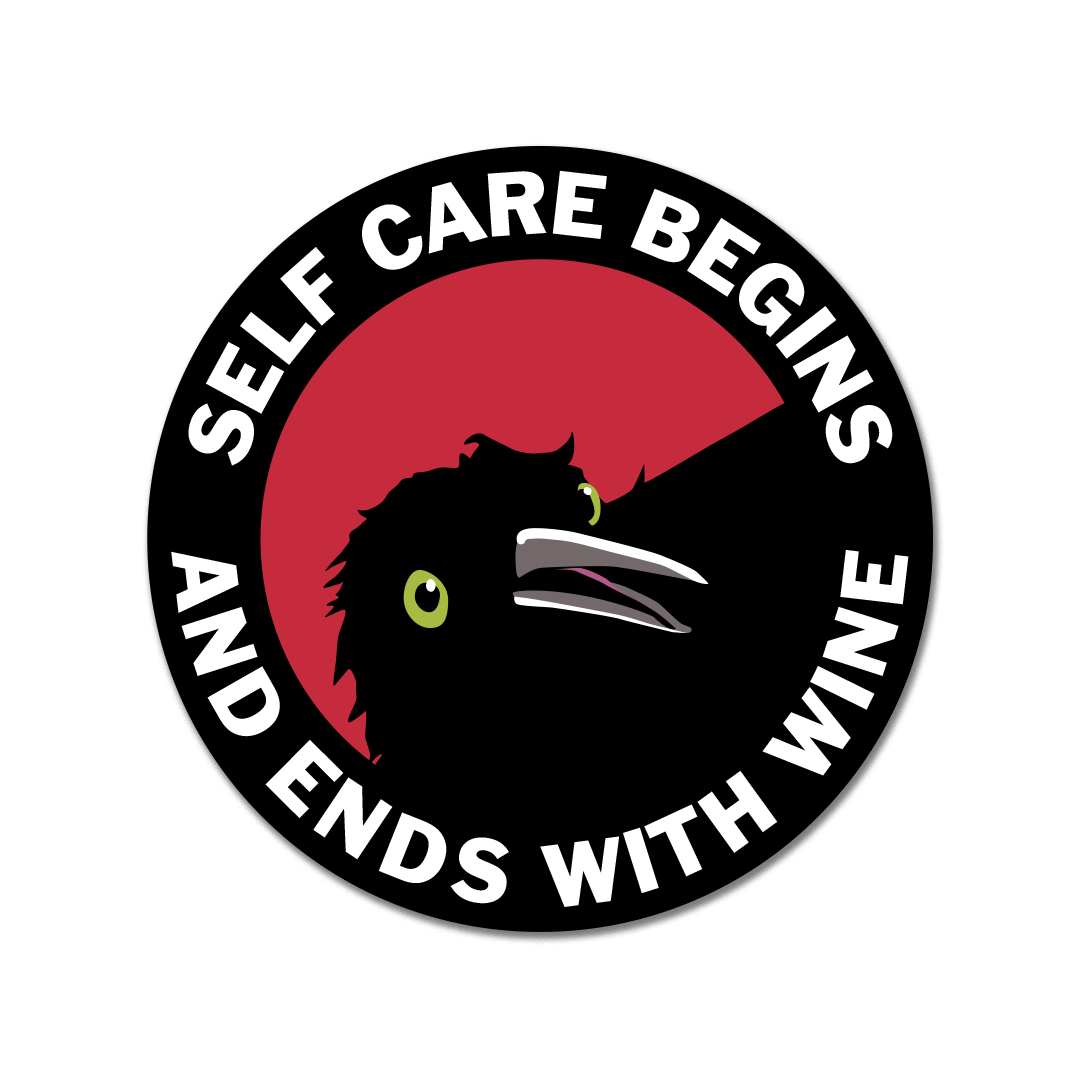 Self Care Begins And Ends With Wine - Vinyl Decal Sticker - 2-5/8-in - Mellow Monkey