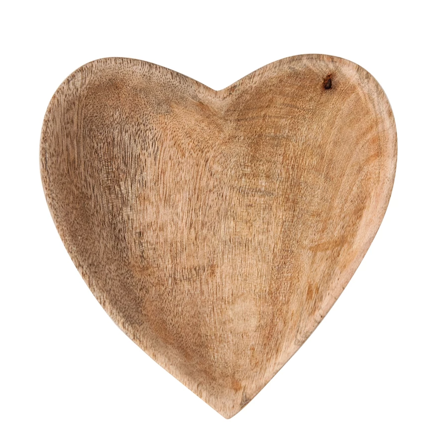 Mango Wood Heart Bowl - 6-1/4-in - Mellow Monkey