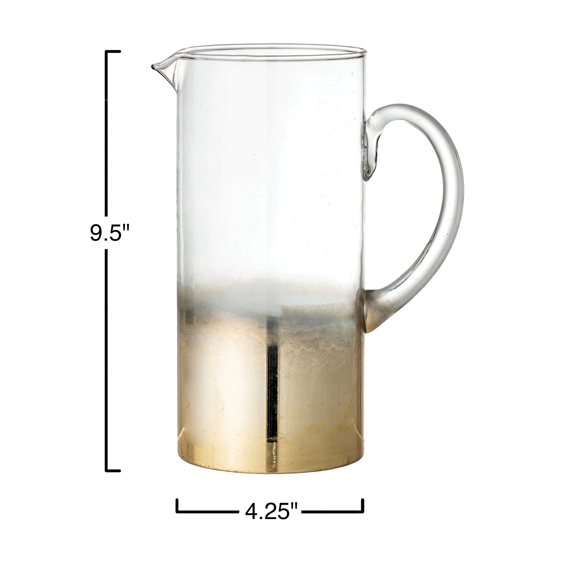 Glass Pitcher - Gold Ombre - 9.5-in - Mellow Monkey