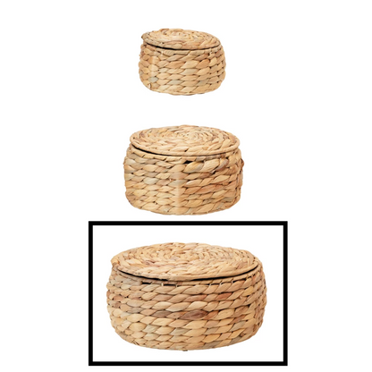 Water Hyacinth Basket with Lid - 3 Sizes - Mellow Monkey