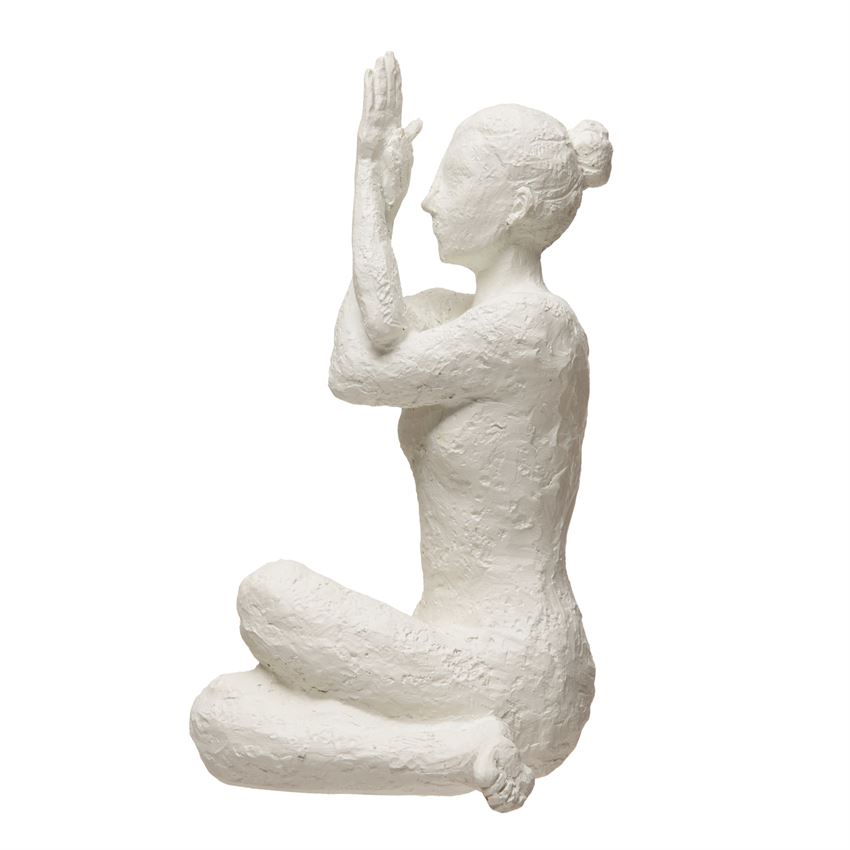 Resin Yoga Figure with White Volcano Finish - 9-1/4-in. x 7-1/4-in. - Mellow Monkey