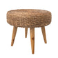 Hand-Woven Water Hyacinth and Teakwood Stool - 23.5-in - Mellow Monkey