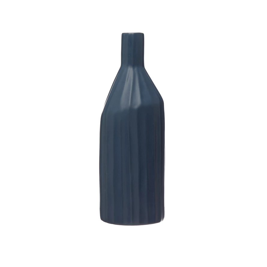 Matte Navy Blue Ceramic Vase - 11-1/4-in - Mellow Monkey