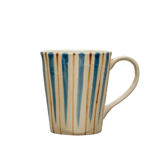 Striped Stoneware Mug - 3-3/4-in - Mellow Monkey