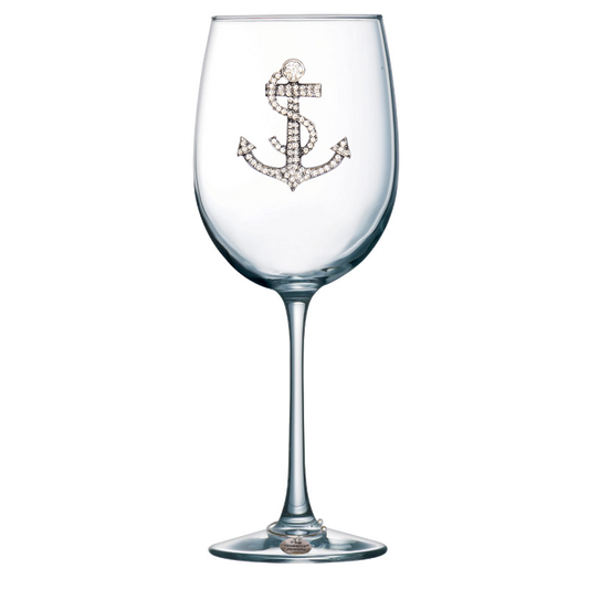 Anchor Jeweled Stemmed Wine Glass with Wine Charm - Mellow Monkey