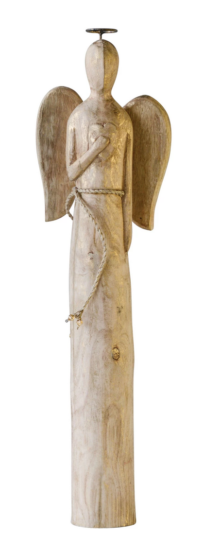 Hand-Carved Mango Wood Angel - 24-1/4-in Creative Co-Op XM1615A Hand-Carved Mango Wood Angel - 24-1/4-in Creative Co-Op XM1615A