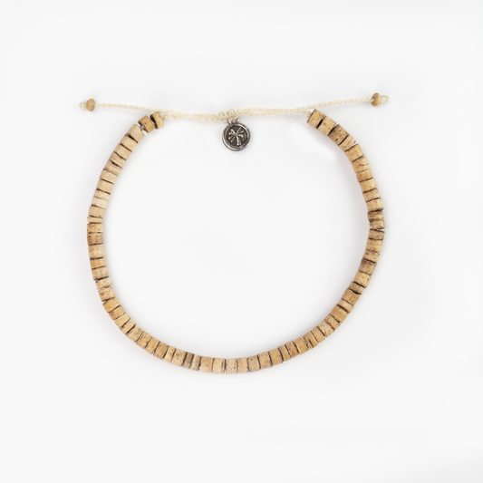 Suluban Wood Beaded Anklet - Blonde - Mellow Monkey