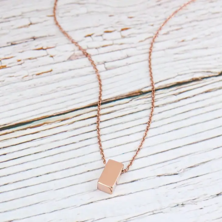 To The Best Mom - Cube Necklace - Rose Gold - Mellow Monkey