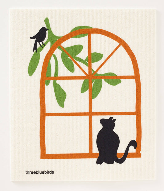 Cat in the Window Swedish Dishcloth - Connecticut Made! - Mellow Monkey
