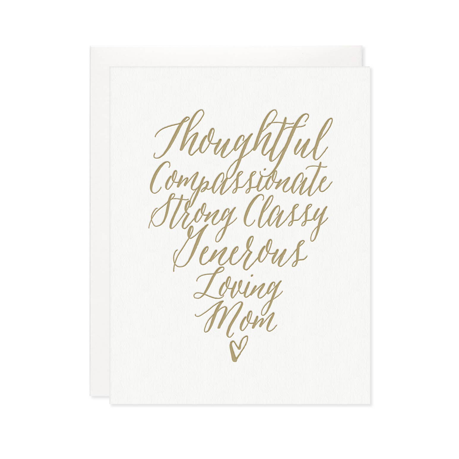 Thoughtful Compassionate Strong Classy Generous Loving Mom Script Heart - Mother's Day Greeting Card - Mellow Monkey