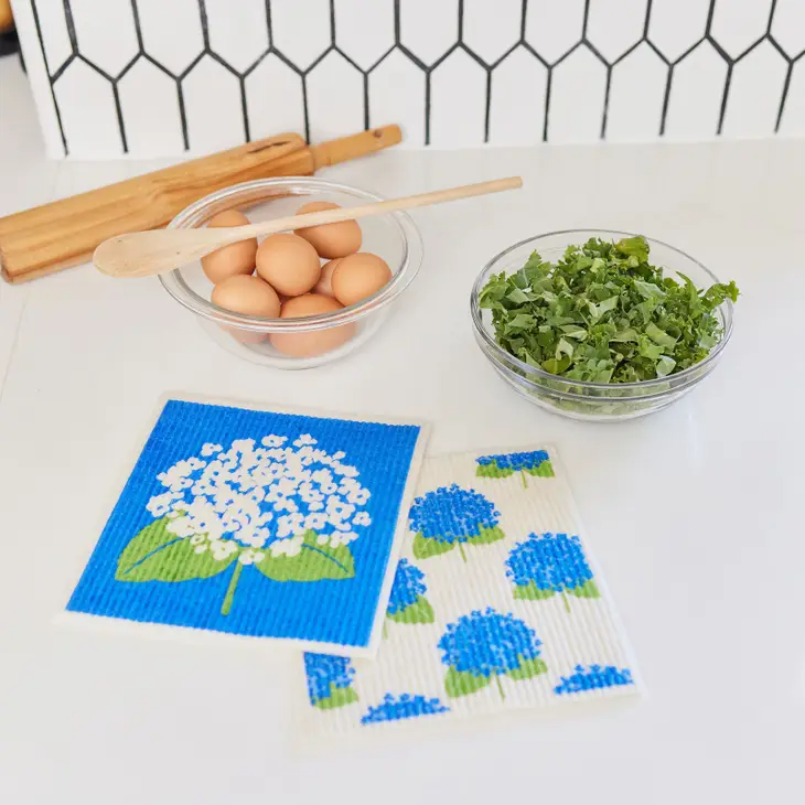 Hydrangea Eco-Friendly Dish Cloths - Set of 2 - Swedish Dishcloths - Mellow Monkey