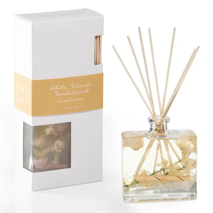 White Selenite & Sandalwood Reed Diffuser - Mellow Monkey