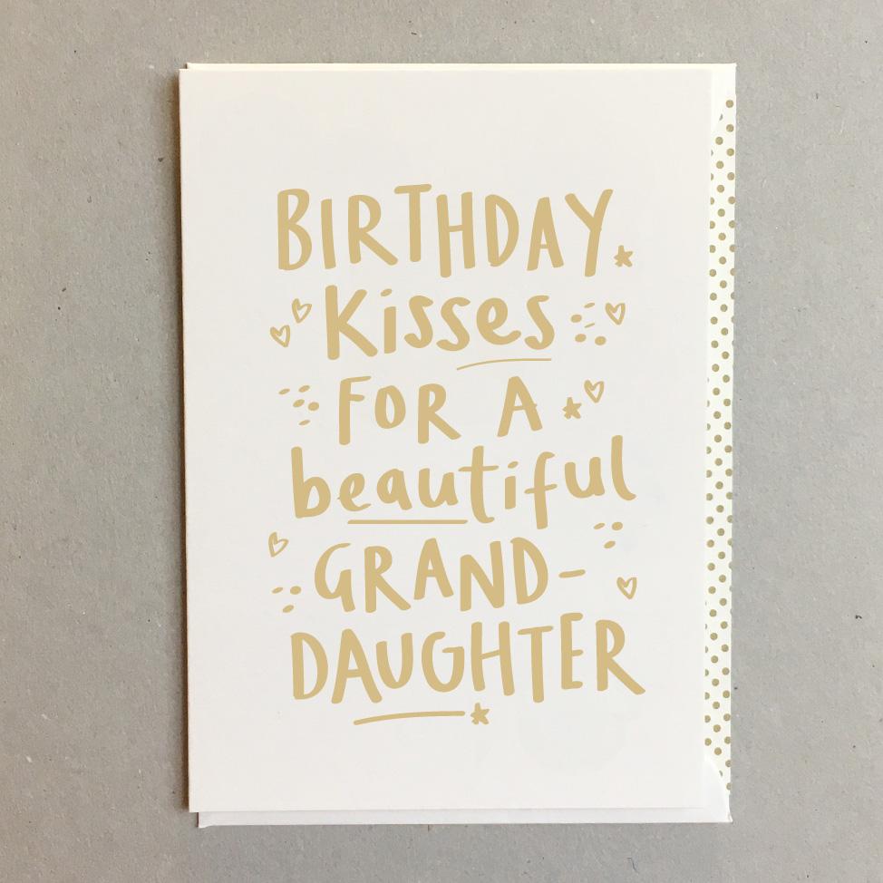 Birthday Kisses For A Beautiful Granddaughter - Birthday Greeting Card - Mellow Monkey