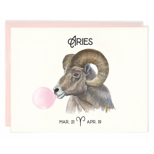 Zodiac Astrology Birthday Greeting Card - Aries (Mar 21 - Apr 19) - Mellow Monkey