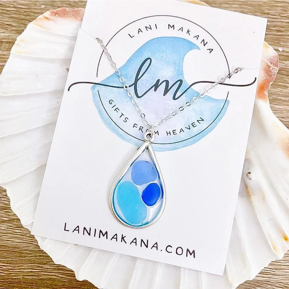 Lani Makana - Blue Sea Glass Mosaic Necklace - Mellow Monkey