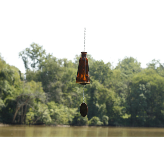 Glass Pyramid Bottle Wind Chime - Amber - Mellow Monkey