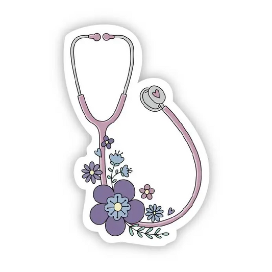 Floral Stethoscope - Vinyl Decal Sticker - Mellow Monkey