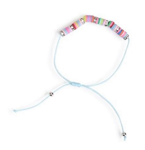 Rainbow on a String Beaded Bracelet - White String Blue Tint - Mellow Monkey