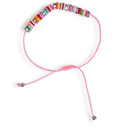 Rainbow on a String Adjustable Beaded Bracelet - Pink String - Mellow Monkey