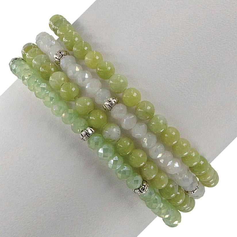 Mini Gemstone and Crystal Bracelet Set - Jade - Mellow Monkey