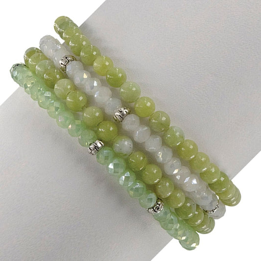 Mini Gemstone and Crystal Bracelet Set - Jade - Mellow Monkey