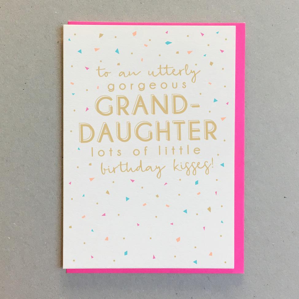To An Utterly Gorgeous Grand Daughter Lots Of Little Birthday Kisses! - Birthday Greeting Card - Mellow Monkey