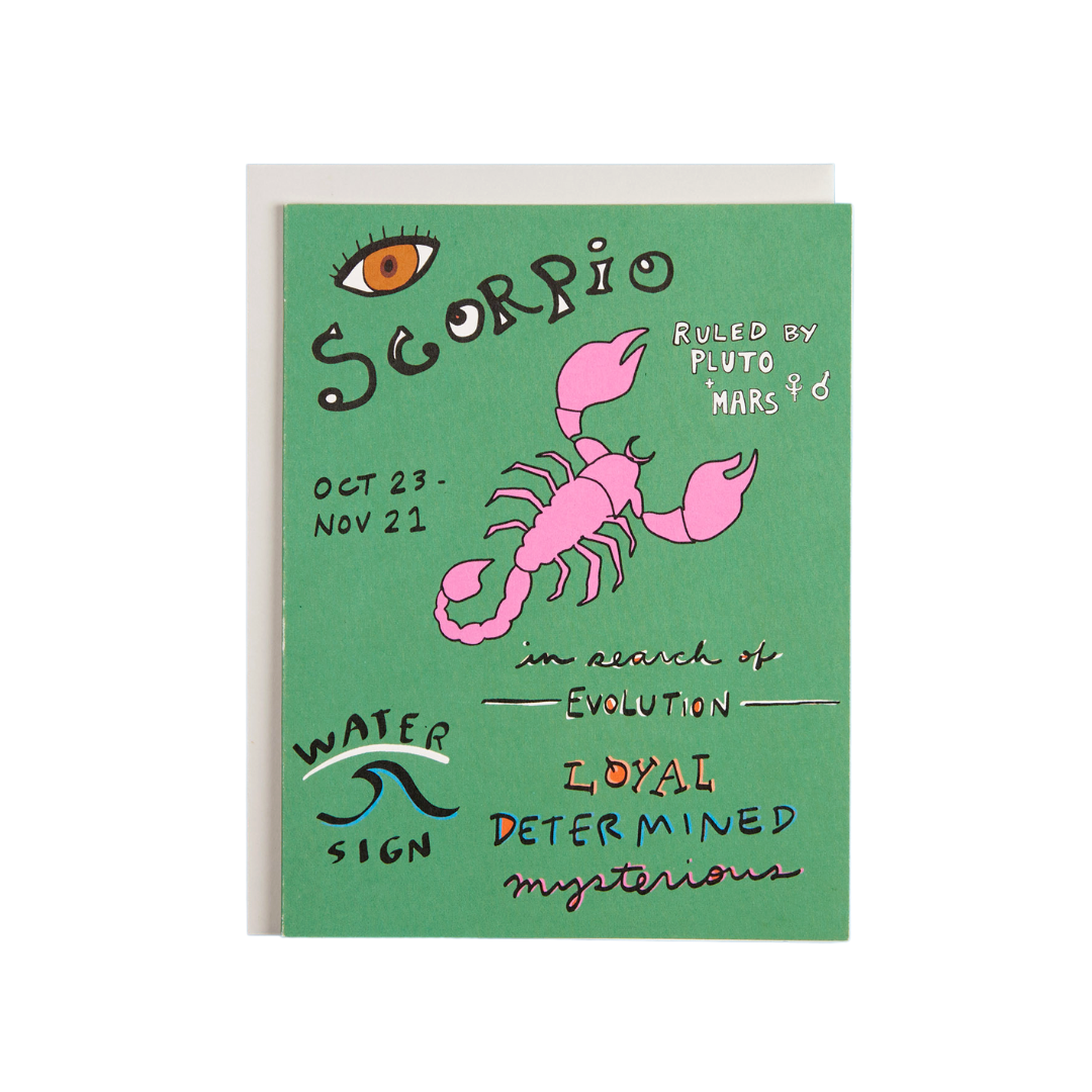 Zodiac Astrology Birthday Greeting Card - Scorpio (Oct 23 - Nov 21) - Mellow Monkey