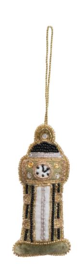 Embroidered London England Travel Ornament with Beads, - Mellow Monkey