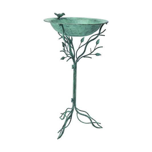 Metal Bird Feeder Bird Bath With Stand - 32-1/2-in - Mellow Monkey