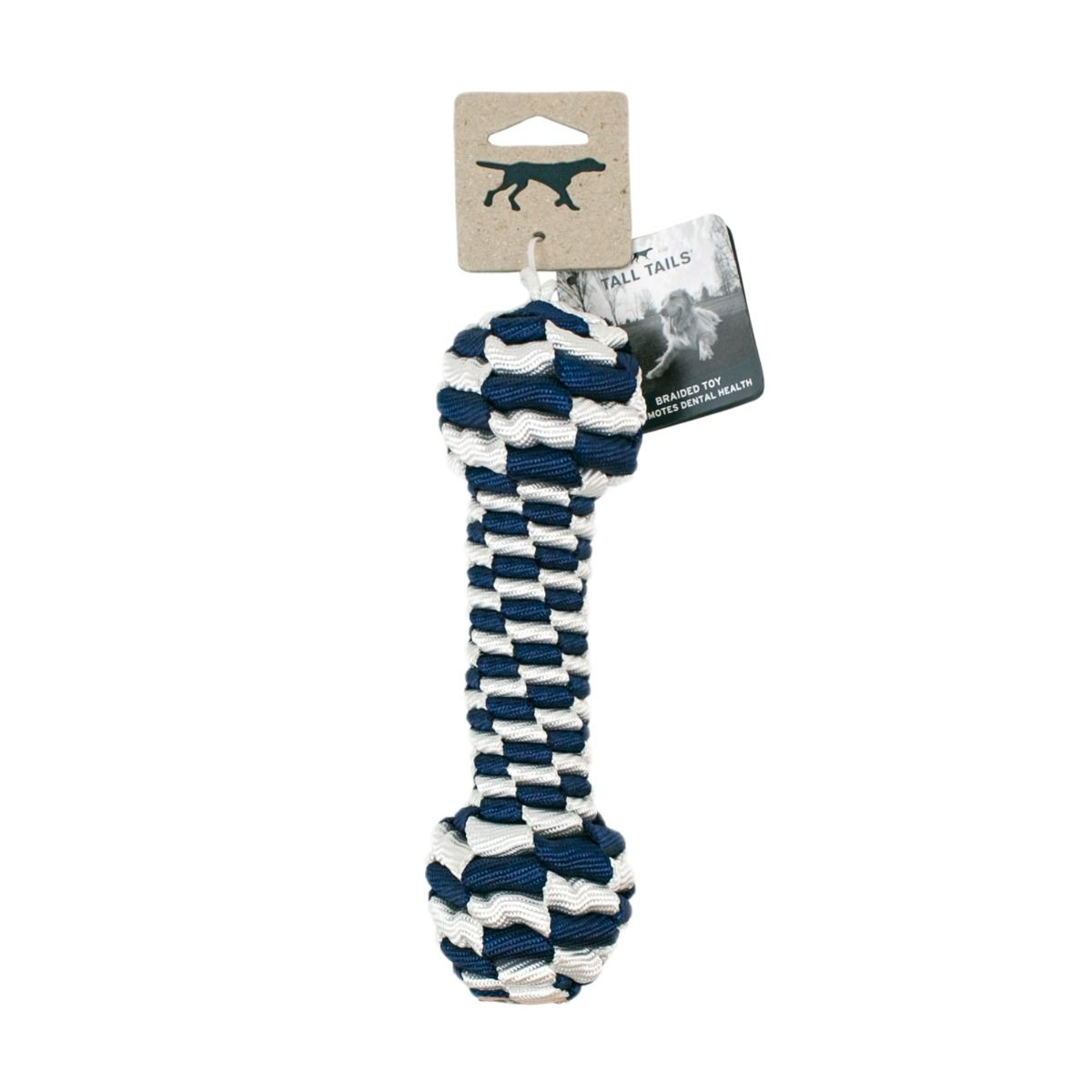 Navy and White Braided Bone Dog Toy - Mellow Monkey