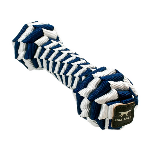 Navy and White Braided Bone Dog Toy - Mellow Monkey