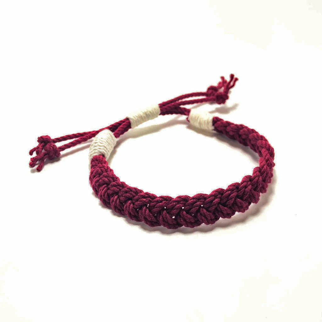Mystic Knotworks Adjustable Woven Nautical Bracelet - Burgundy - Mellow Monkey