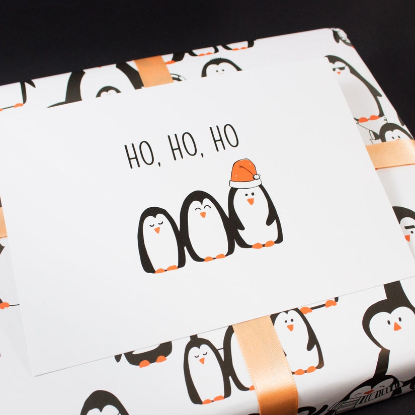 Ho Ho Ho Cute Penguin - Holiday Postcard - Mellow Monkey