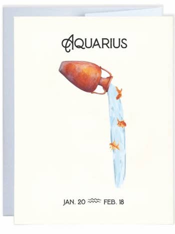 Zodiac Astrology Birthday Greeting Card - Aquarius (Jan 20 - Feb 18) - Mellow Monkey