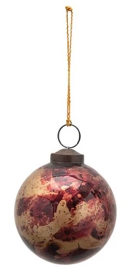 Glass Ball Ornament with Marbled Finish - 6 Colors - Mellow Monkey