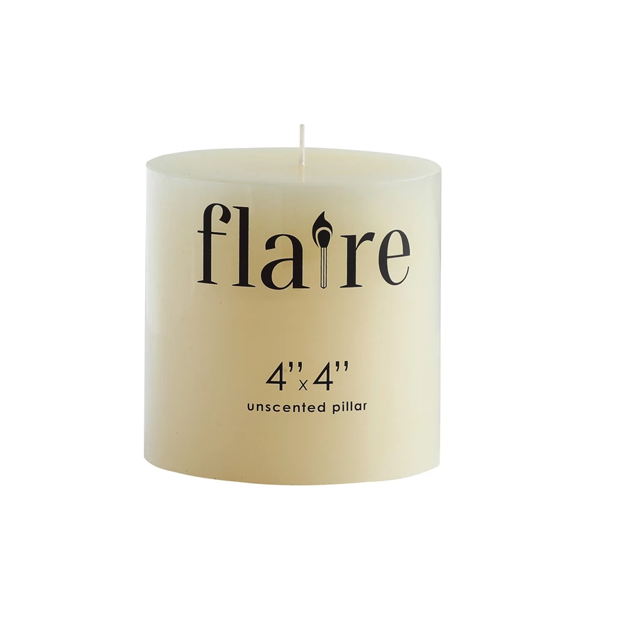 Flaire Unscented Wax Candle Pillar - 4-in x 4-in - Mellow Monkey
