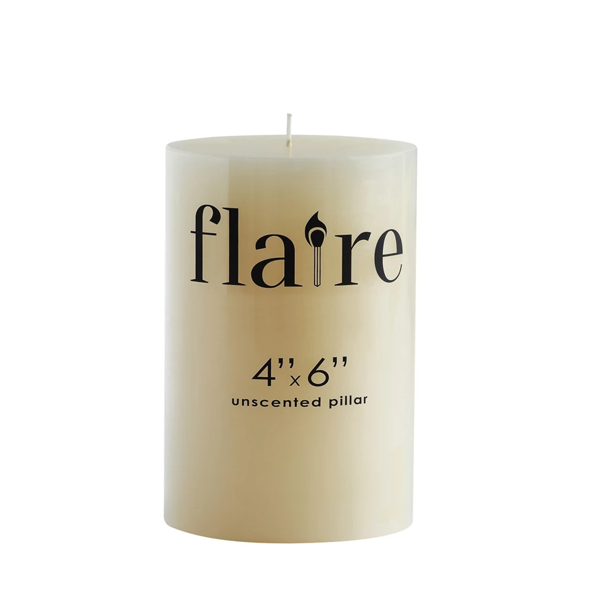 Flaire Unscented Wax Candle Pillar - 4-in x 6-in - Mellow Monkey