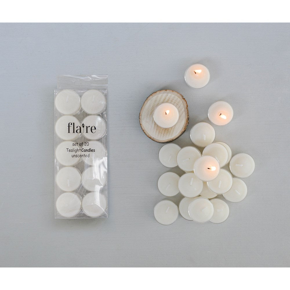 Set of 20 Unscented Tea Light Candles - 1.5-in - Mellow Monkey