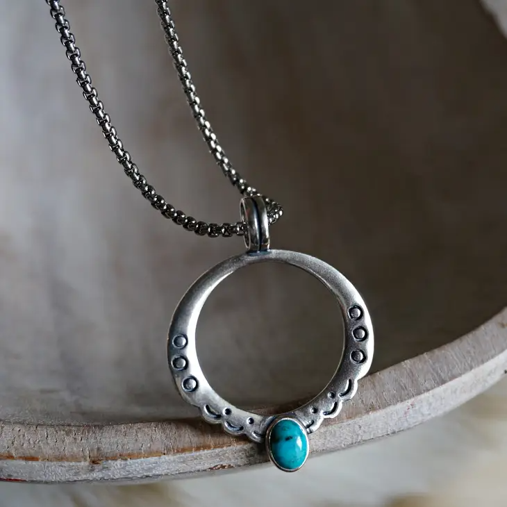 Moongate Turquoise Necklace - Sterling Silver - Mellow Monkey