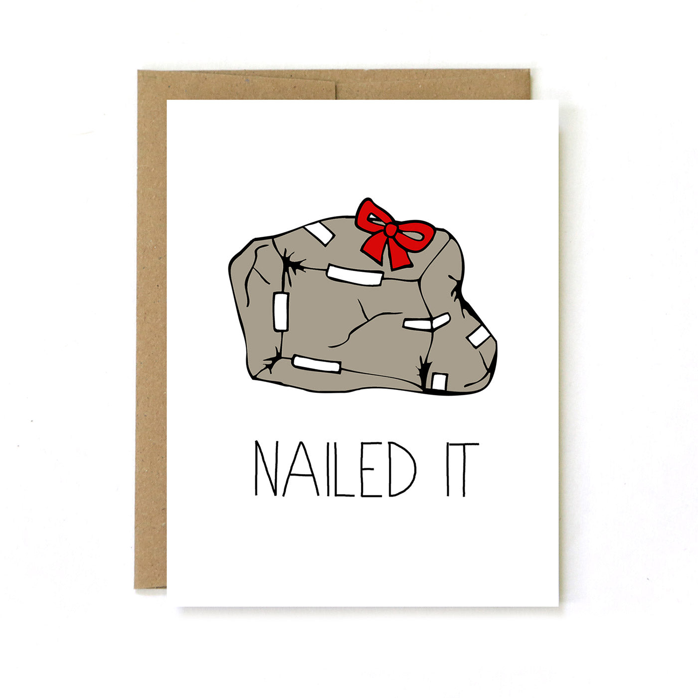 Nailed It - Poorly Wrapped Gift - Holiday Greeting Card - Mellow Monkey